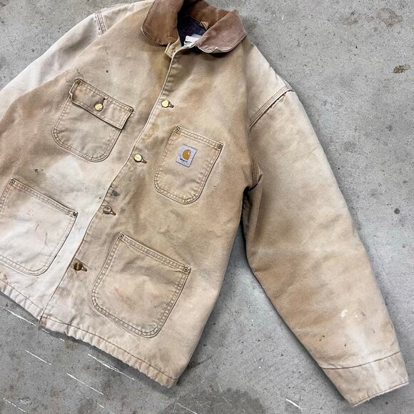 Vintage Carhartt Blanket Lined Chore Coat Barn Jacket C01 BRN 44 Faded Workwear - Picture 6 of 14